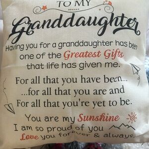 Granddaughter Gift Pillow - Cream and Black